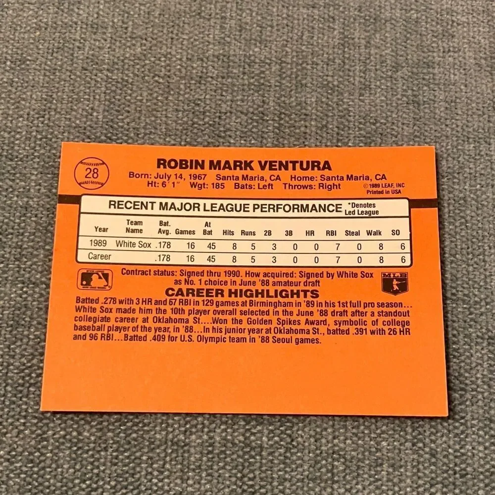 1990 Donruss Chicago White Sox Rated Rookie Baseball Card Trading Card